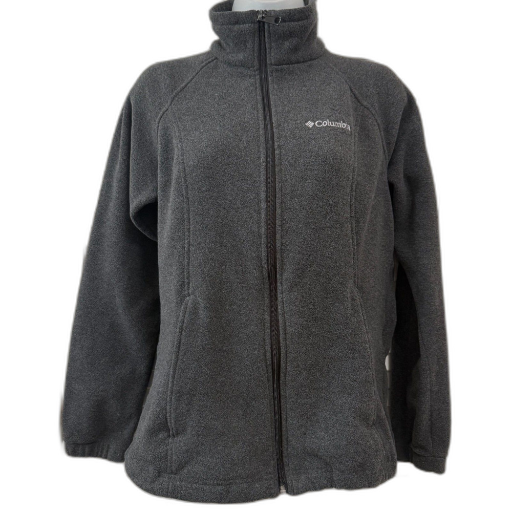 Columbia Women’s Full Zip Fleece Jacket Charcoal Gray Cozy Outdoor Layer size S